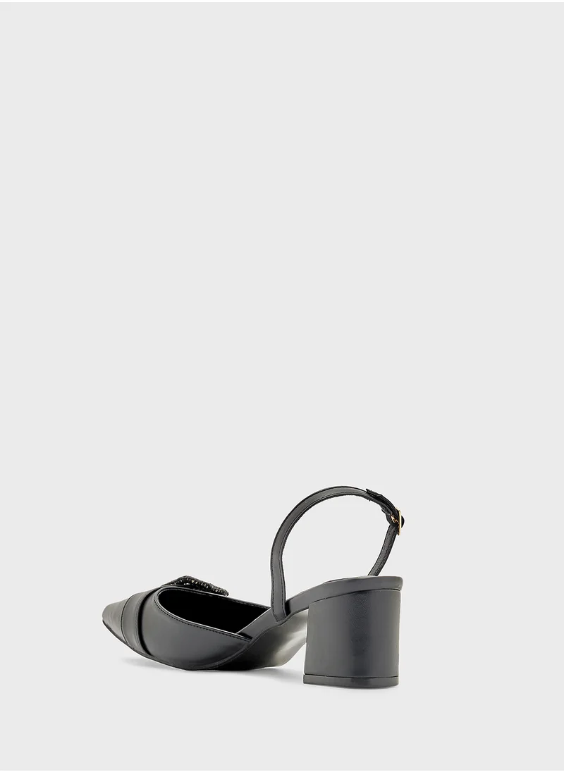 ELLA Buckle Detail Pointy Sling Back