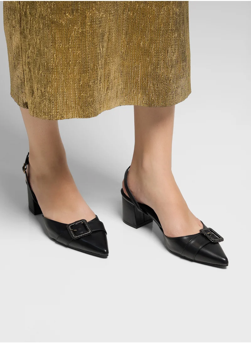 ELLA Buckle Detail Pointy Sling Back