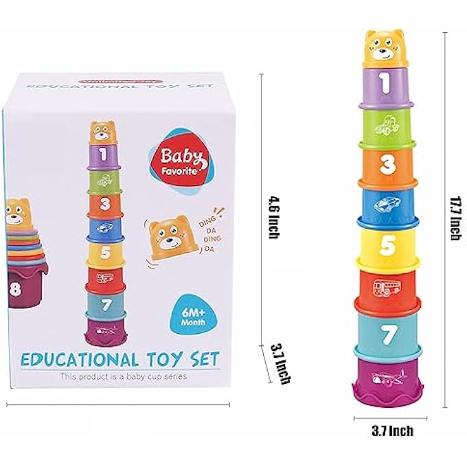 BABY STACKING NESTING CUPS TOY, MONTESSORI TOY FOR TODDLERS, 6+ MONTHS - Image 5