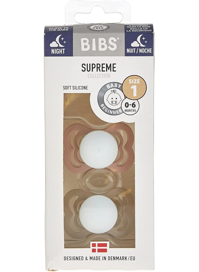 BIBS عبوة من 2 لهاية سيليكون سوبريم S1 بلاش جلو وفانيليا جلو - Image 3