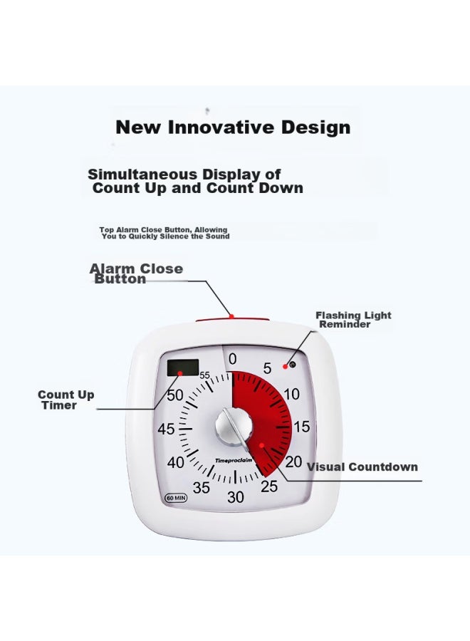 Qt-timer Timer Time Management Device, Countdown Timer, Specially Designed For Primary School Children, Visual Task Timer, Alarm Clock, Tm034 White - Image 2