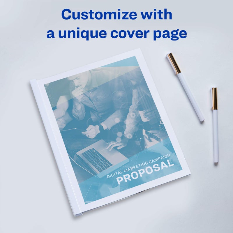 Avery Clear Report Covers with Sliding Bars, White Binding Bars, Holds up to 20 Sheets, 50 Report Covers (47710) - Image 2