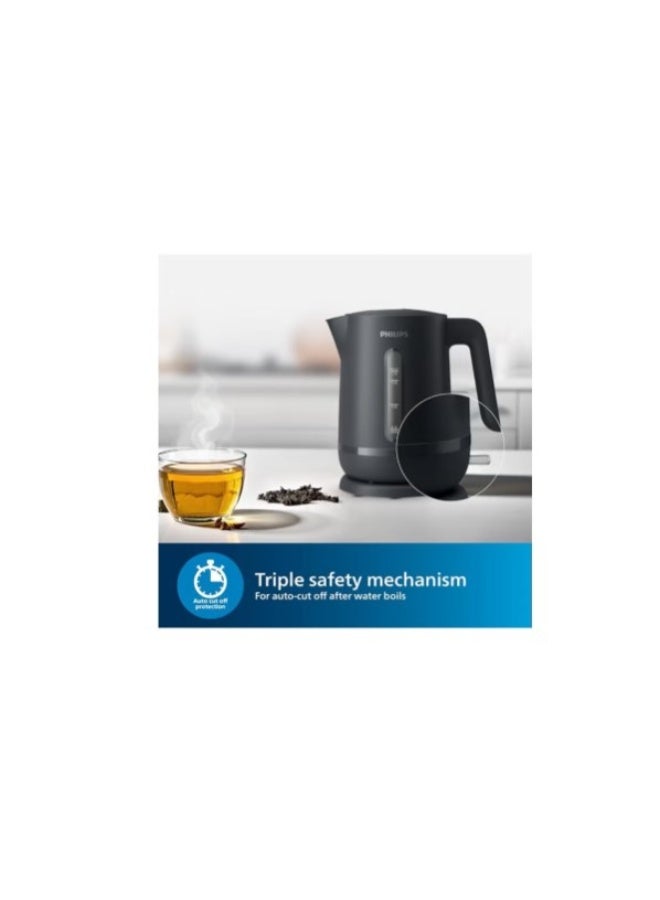Philips 1000 Series Electric Kettle Concealed,Stainless Steel Heating Element.Boil-Dry Protection For Safety,Removable Filter For Scale-Free Water And Perfect Drinks,Cordless Kettle With 360° Pirouette Base,Spring Lid For Easy Refilling 1.7 L 2200 W HD9314/91 Charcoal Grey 1.7 L 2200 W HD9314/91 Charcoal Grey - Image 1