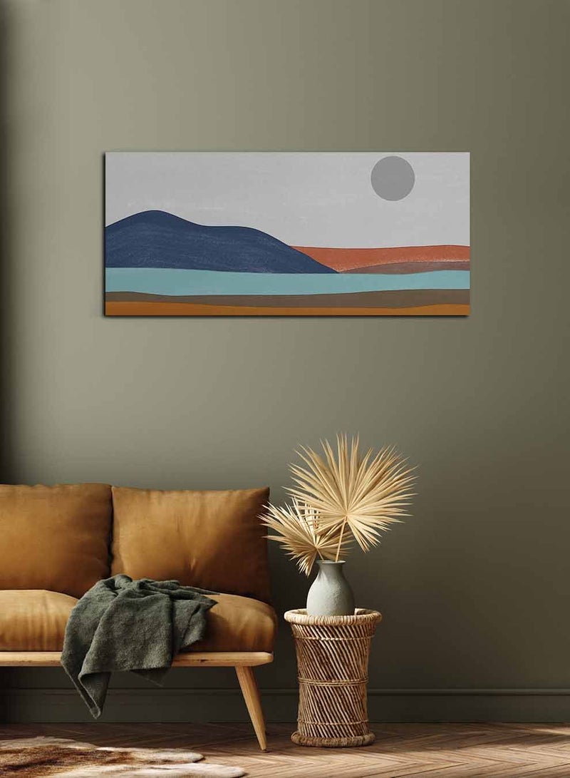 LOWHA Framed Canvas Wall Art Stretched Over Wooden Frame, Panorama Orientation Abstract Art Painting, For Home, Living Room, Office Décor - Image 1