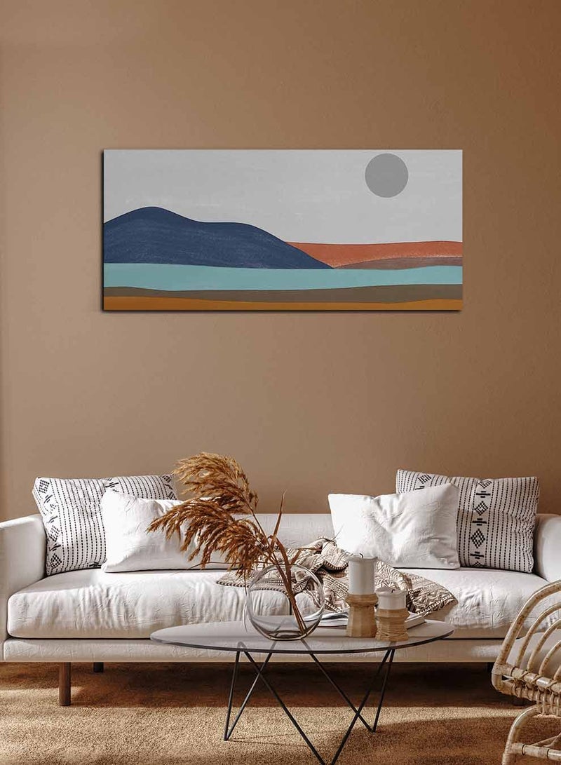 LOWHA Framed Canvas Wall Art Stretched Over Wooden Frame, Panorama Orientation Abstract Art Painting, For Home, Living Room, Office Décor - Image 2