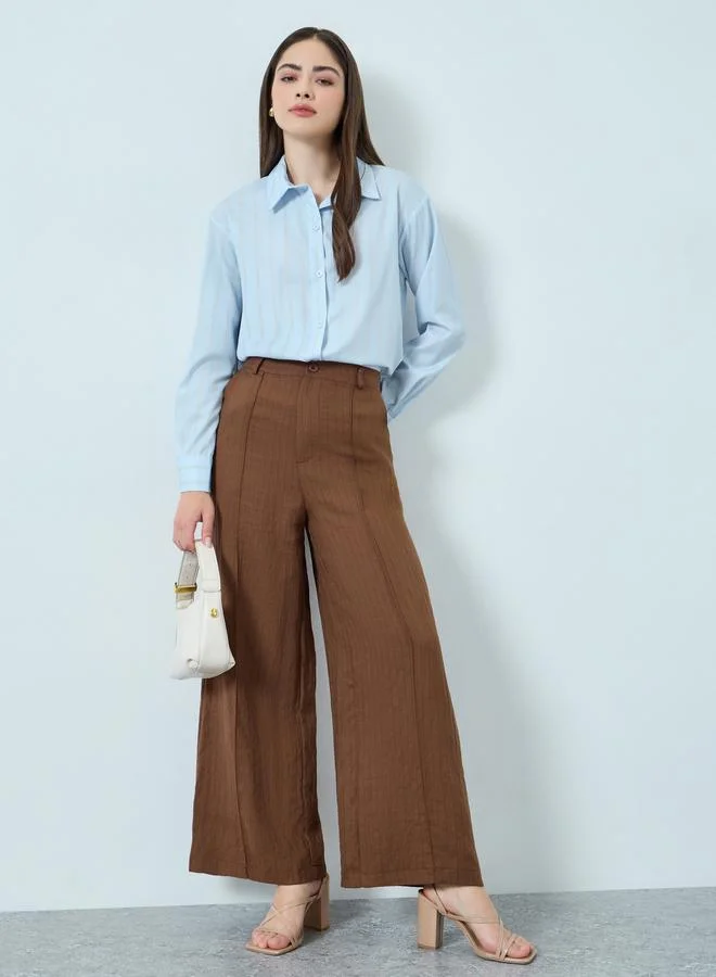 Styli Blue Striped Oversized Shirt