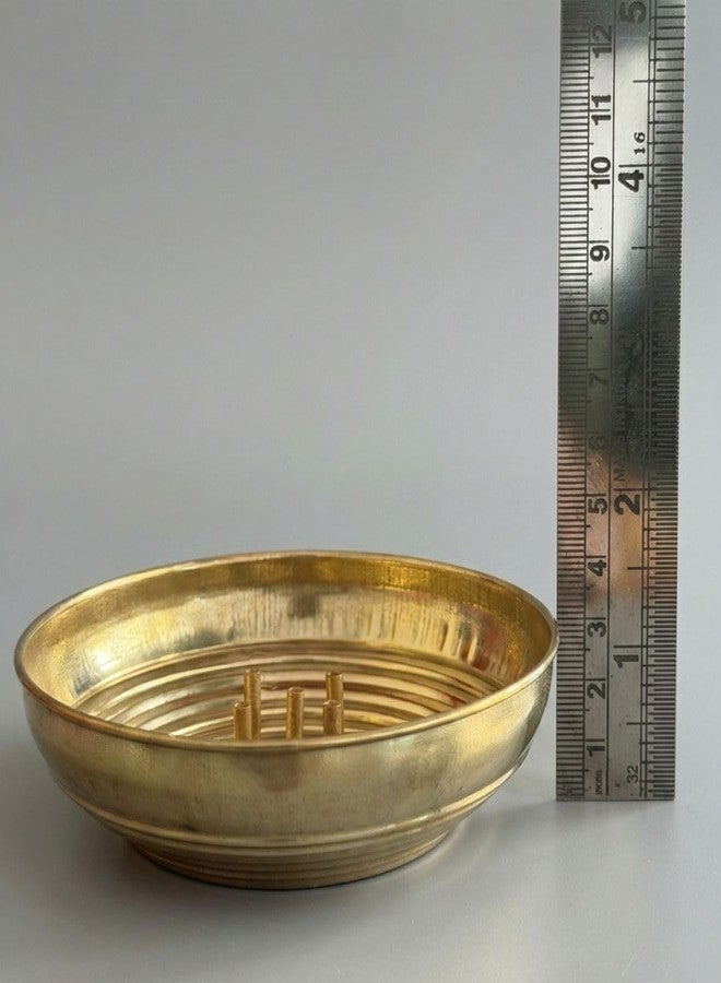 SACCH Pure Brass Agarbatti Stand with 5 Holes | 11.2cm Wide Ash Catcher Tray | Mess-Free Incense Holder for Pooja & Gifting | Small Brass Pooja Accessories (Medium ~50g, Pack of 1) - Image 3