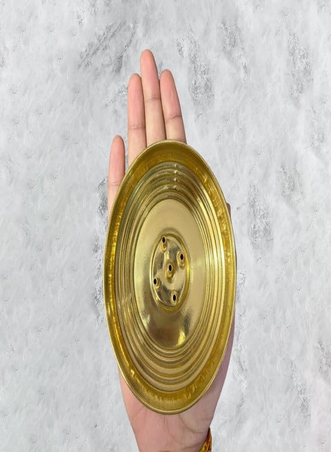 SACCH Pure Brass Agarbatti Stand with 5 Holes | 11.2cm Wide Ash Catcher Tray | Mess-Free Incense Holder for Pooja & Gifting | Small Brass Pooja Accessories (Medium ~50g, Pack of 1) - Image 5