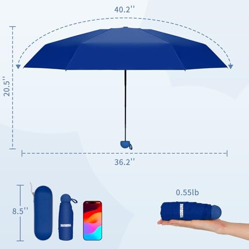 Yoobure Travel Umbrella Portable Compact Umbrellas, Pocket Mini for Purse, Umbrellas for UV Sun & Rain Small for Backpack, Umbrella with Case Folding for Kids Women - Image 2