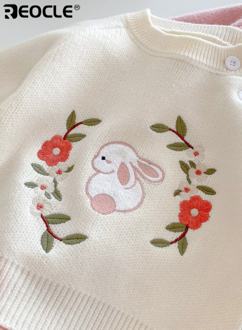 ريوكل كنزة فتيات مزينة بتصميم زهري وبناء ناعم من الحياكة مع راحة خريفية للملابس العادية - Image 5