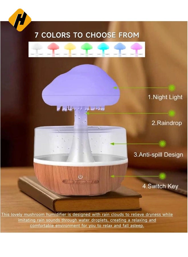 HuHa Rain Cloud Humidifier – Cute Raining Cloud Night Light with 7 LED Colors, 2000mAh, 500ml Capacity  - Image 2