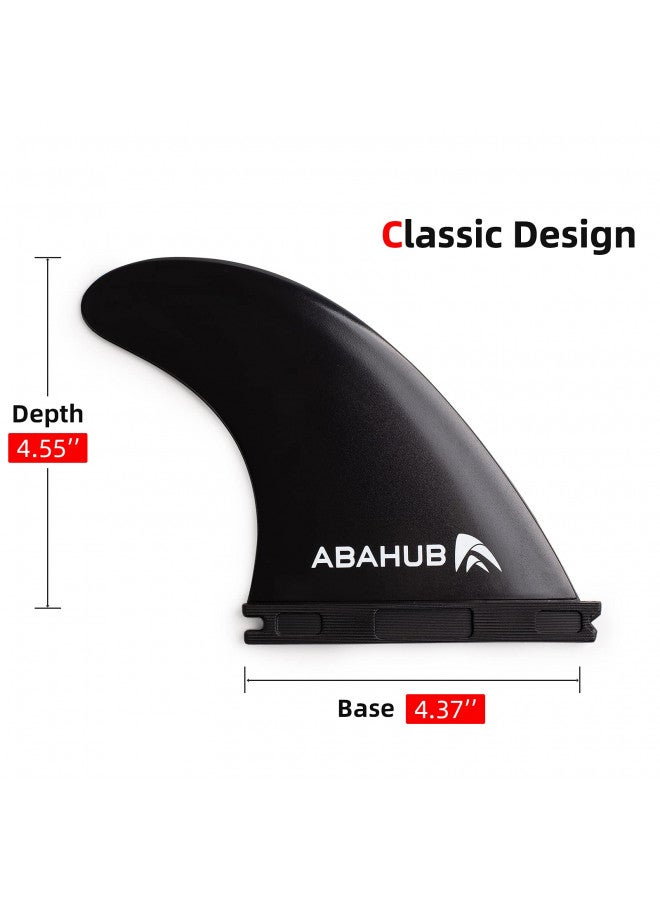 Abahub Surfboard Thruster Fins Set, Compatible with Future Style Fin Box, Fiberglass Reinforced High Performance Surf Fin for Surf Boards, Surfing Longboard, Shortboard, with Screws and Key, Black - Image 1