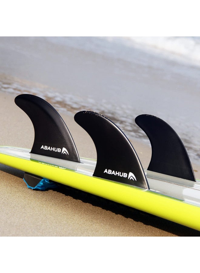 Abahub Surfboard Thruster Fins Set, Compatible with Future Style Fin Box, Fiberglass Reinforced High Performance Surf Fin for Surf Boards, Surfing Longboard, Shortboard, with Screws and Key, Black - Image 4