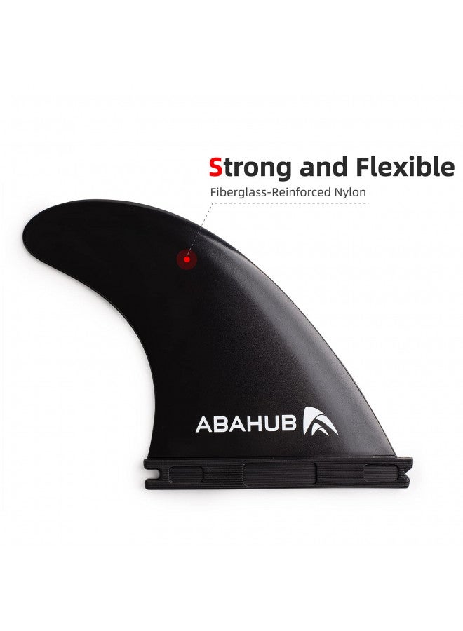Abahub Surfboard Thruster Fins Set, Compatible with Future Style Fin Box, Fiberglass Reinforced High Performance Surf Fin for Surf Boards, Surfing Longboard, Shortboard, with Screws and Key, Black - Image 2