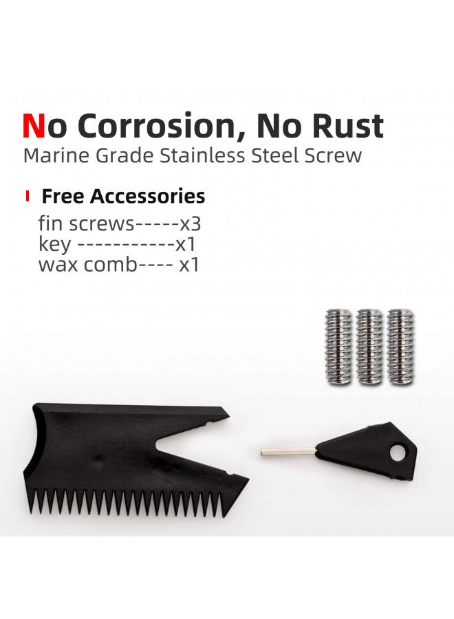 Abahub Surfboard Thruster Fins Set, Compatible with Future Style Fin Box, Fiberglass Reinforced High Performance Surf Fin for Surf Boards, Surfing Longboard, Shortboard, with Screws and Key, Black - Image 3