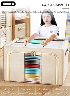 DUNISO 3 Packs Clothes Storage Box, Oxford Cloth Large Capacity Closet Storage Organizer, Foldable Steel Frame Storage Box with Clear Window and Portable Handle,Waterproof Storage Bins for Bedding, Blankets, Pillows, Toys, Books,Clothes  - Image 5