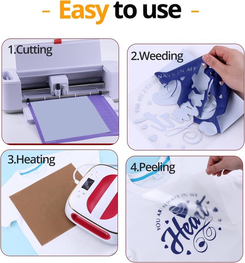 HTVRONT Blue Heat Transfer Vinyl Bundle - 10 Pack 12" x 10" HTV Vinyl for T-Shirt, Royal Blue Iron on Vinyl for All Cutting Machine or Heat Press Machine - Image 4