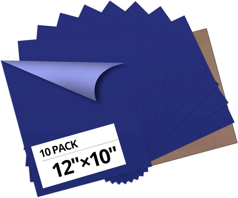 HTVRONT Blue Heat Transfer Vinyl Bundle - 10 Pack 12" x 10" HTV Vinyl for T-Shirt, Royal Blue Iron on Vinyl for All Cutting Machine or Heat Press Machine - Image 1