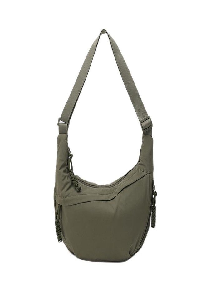 Lushandy Nylon Crossbody Bags for Women, Crescent Bag Luna Bag Casual Hobo Crossbody Purse Dumpling Bags Moon Shoulder Purse, Green, Casual Purse