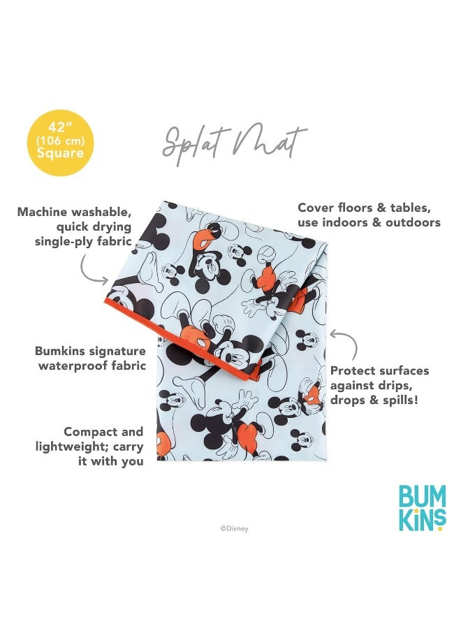 Bumkins Disney Baby Splat Mat for Under High Chair, Babies Toddlers Eating Mess Mat, Waterproof Reusable Cloth for Arts and Crafts, Play Mat for Kids, Floor or Table, Fabric 42inx42in, Mickey Mouse - Image 5