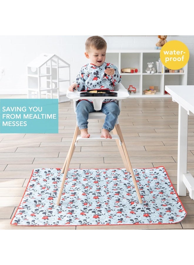 Bumkins Disney Baby Splat Mat for Under High Chair, Babies Toddlers Eating Mess Mat, Waterproof Reusable Cloth for Arts and Crafts, Play Mat for Kids, Floor or Table, Fabric 42inx42in, Mickey Mouse - Image 2