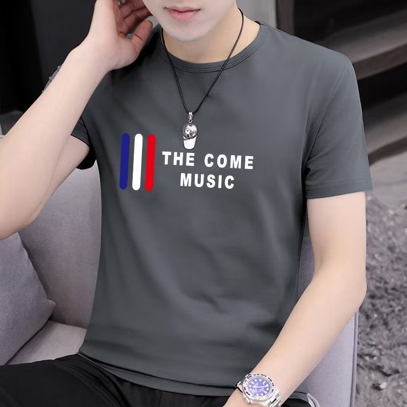 New T-Shirt Fashion Fashion Brand Trendy Round Neck Trendy Men'S Short Sleeve Ins Youth Popular Artistic Slim Fit All-Matching Summer - Image 4