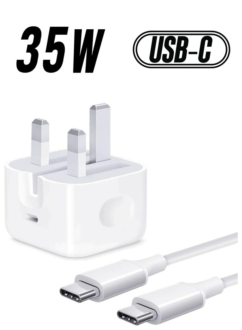 35 W iPhone 15/16 Pro Max Charger With USB C Port 35 Watt for iPhone 15 Pro max/15 Pro/15 plus/15:16 pro Max/16 pro/16 plus, Samsung S24 and all USB C mobiles / Tabs / iPhone , Fast charging