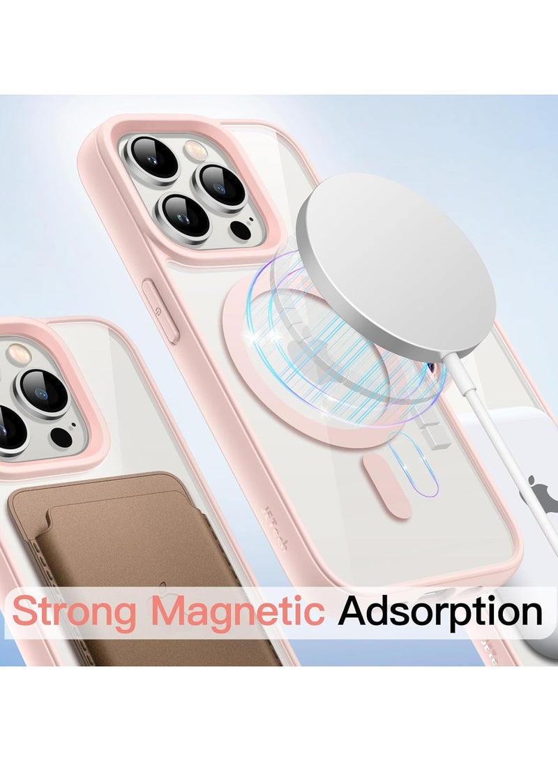 Denx Clear Magnetic Case for iPhone 13 Pro, Compatible with MagSafe, Plating Luxury Cover, Clear Soft TPU Shockproof Protective Phone Case (Pink) - Image 5