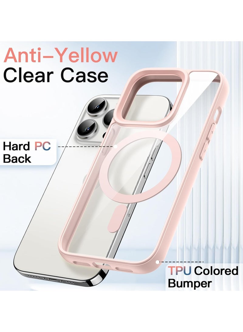 Denx Clear Magnetic Case for iPhone 13 Pro, Compatible with MagSafe, Plating Luxury Cover, Clear Soft TPU Shockproof Protective Phone Case (Pink) - Image 2