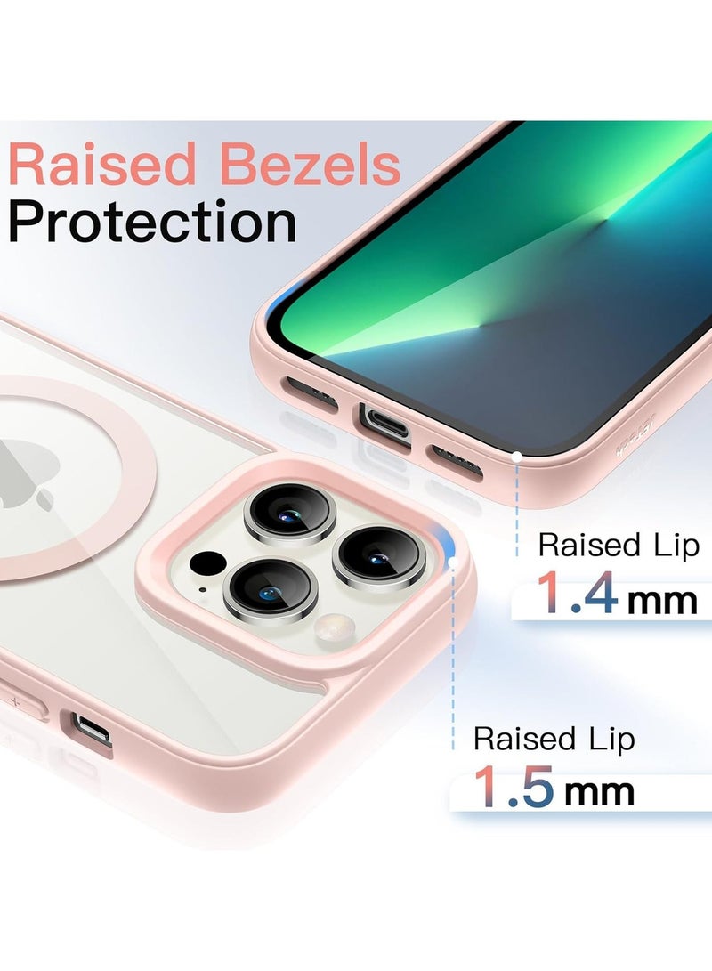 أكاليكس جراب مغناطيسي شفاف لهاتف iPhone 13 Pro، متوافق مع MagSafe، غطاء فاخر مطلي، جراب هاتف شفاف ناعم مقاوم للصدمات من مادة TPU (وردي) - Image 5