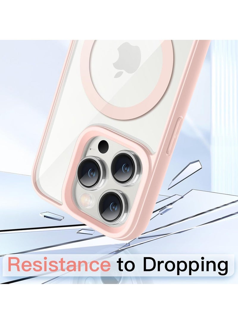 أكاليكس جراب مغناطيسي شفاف لهاتف iPhone 13 Pro، متوافق مع MagSafe، غطاء فاخر مطلي، جراب هاتف شفاف ناعم مقاوم للصدمات من مادة TPU (وردي) - Image 4