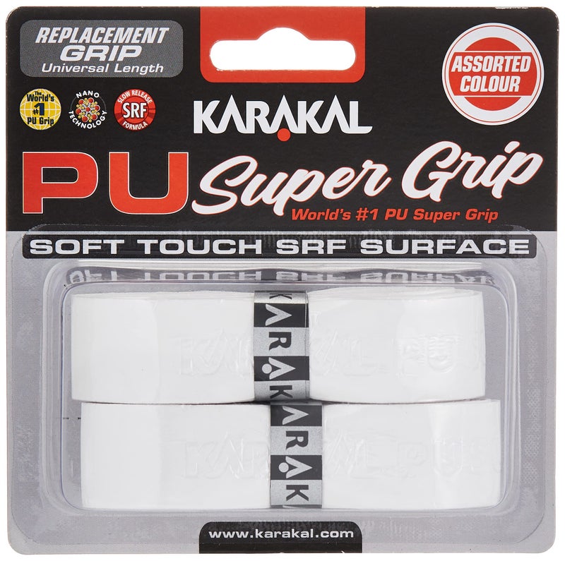 Karakal PU Supergrip replacement racquet grip - tennis / badminton / squash - white x 6 by Karakal - Image 1