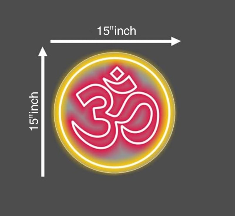 RGY OM Home Decor Neon Light for Wall Office Pooja room Mandir Decoration Ideal Gift for women and men OM Inside Circle 15Inch x 15Inch Red - Image 3