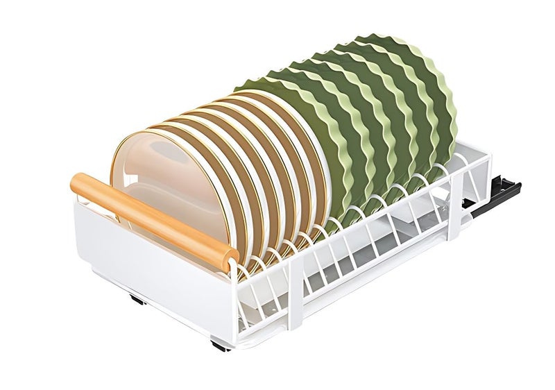 Breewell Organizers and Under Sink Storage Drawer Pantry Extendable Storage Shelves PullOut Cabinet Organizer with Adhesive Nano Film Color White - Image 1