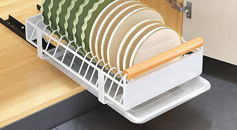 Breewell Organizers and Under Sink Storage Drawer Pantry Extendable Storage Shelves PullOut Cabinet Organizer with Adhesive Nano Film Color White - Image 4