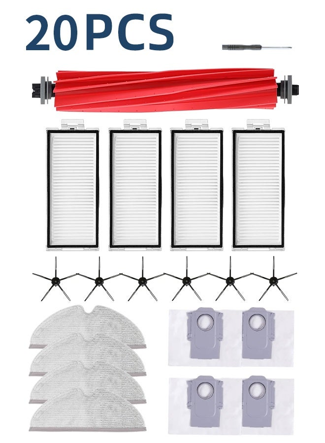 Ammar Space 20Pcs Replacement Parts For Q7 Q7+ Q7 Max Q7 Max+ Plus Robot Vacuum Cleaner Accessories Kits Rubber Main Roller Brush, HEPA Washable Filter, Dust Bag, Mop Cloth, Side Brush,Tool,Robotic Vacuum Cleaner - Image 1