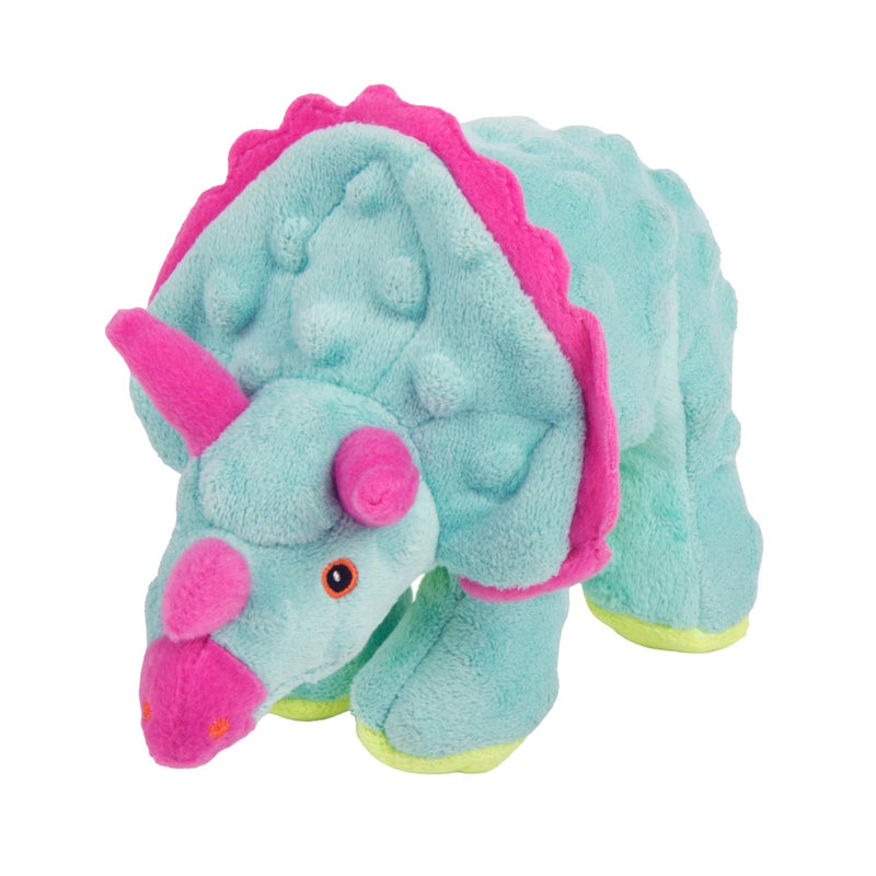 goDog Dinos Frills Squeaky Plush Dog Toy with Chew Guard Technology Durable Fabric Squeaker for Active Play Teal Small - Image 2