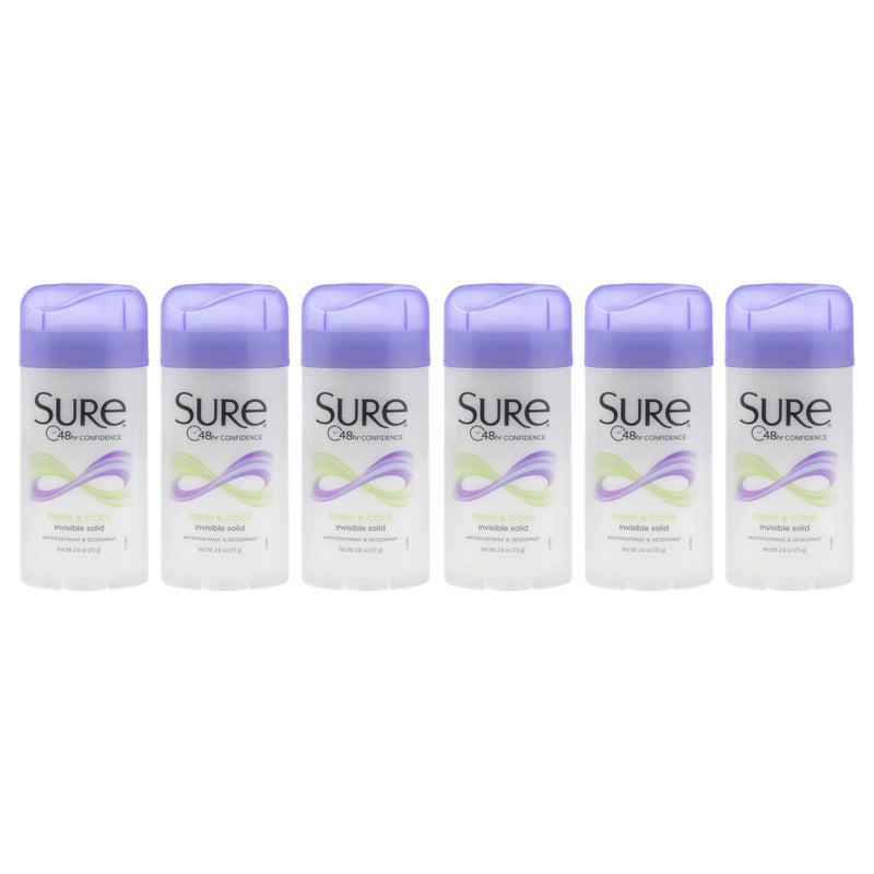 Sure Antiperspirant Deodorant, Solid, Fresh and Cool, 2.6 oz, (6 Pack) - Image 1