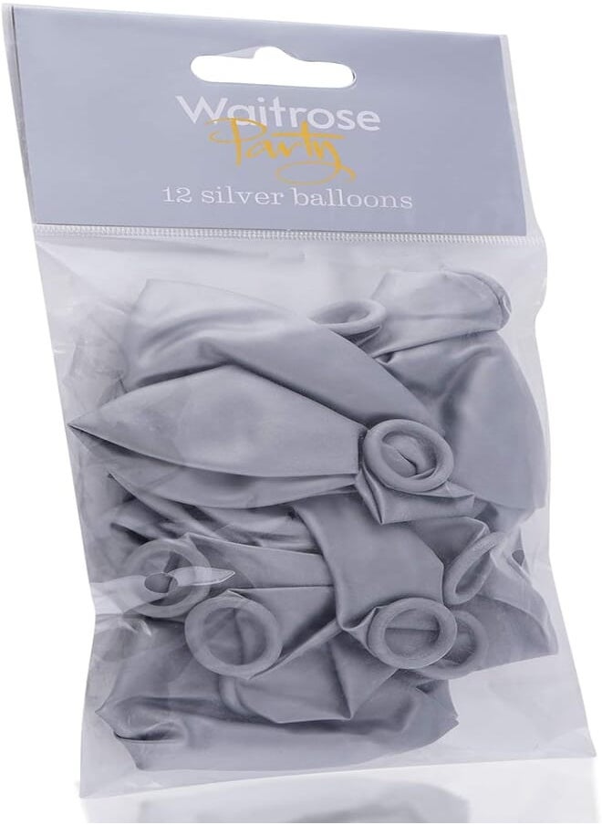 WAITROSE Waitrose Balloons (Silver)- 12 Pieces 