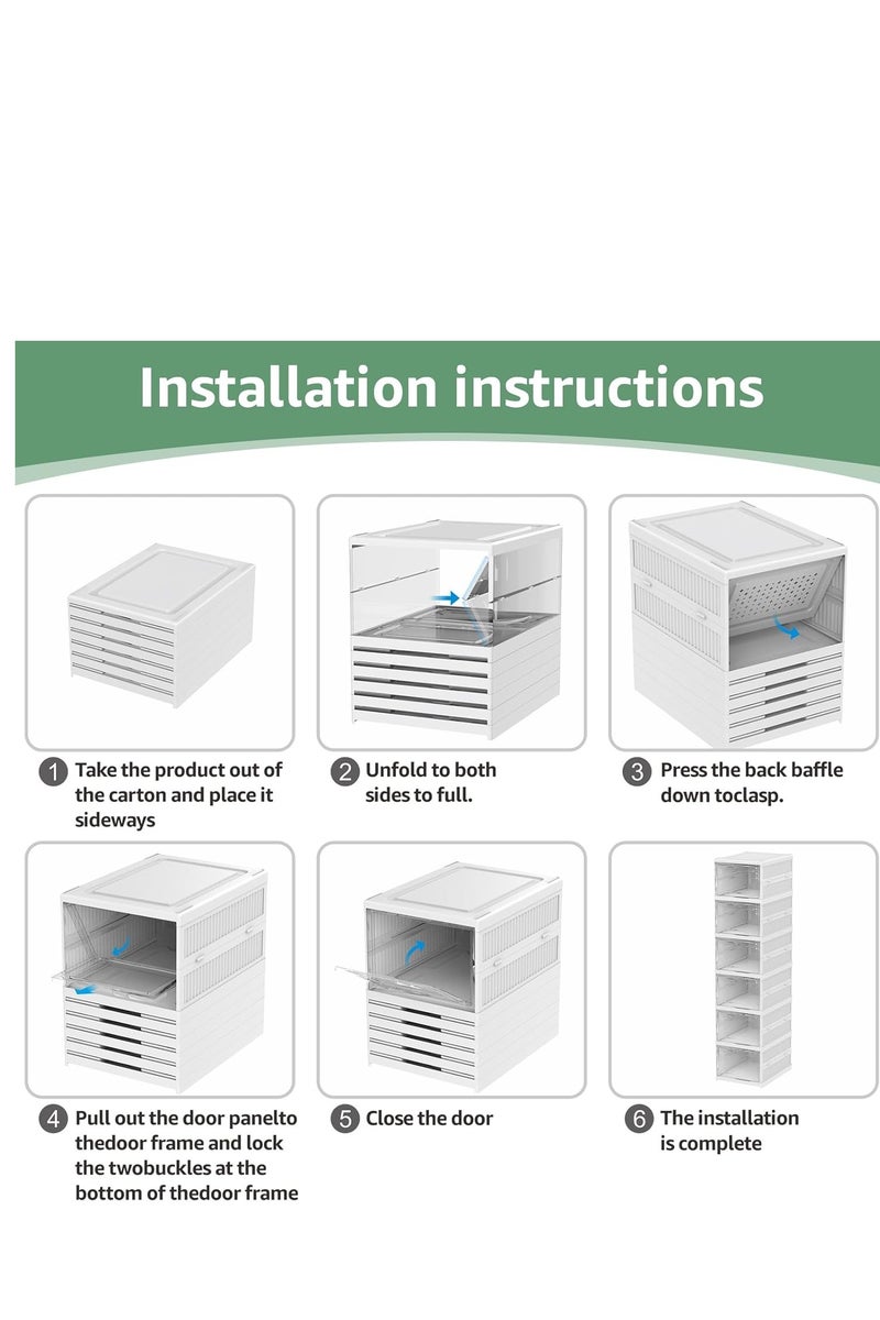 اكسيسن رف أحذية قابل للطي من 6 طبقات، خزانة أحذية قائمة بذاتها مع أغطية، رف عرض بلاستيكي لتخزين الأحذية الرياضية، لا يحتاج إلى تجميع، مثالي للممرات والمهاجع وغرف النوم - Image 4