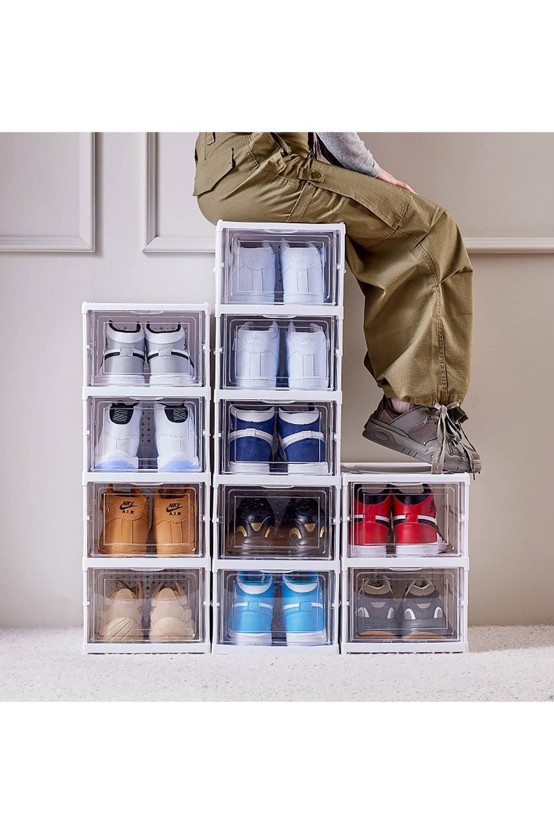 اكسيسن رف أحذية قابل للطي مكون من 6 طبقات، خزانة رفوف أحذية بأغطية، رف عرض بلاستيكي لتخزين الأحذية الرياضية، مثالي للممر، والمبيت، وغرفة النوم - Image 4