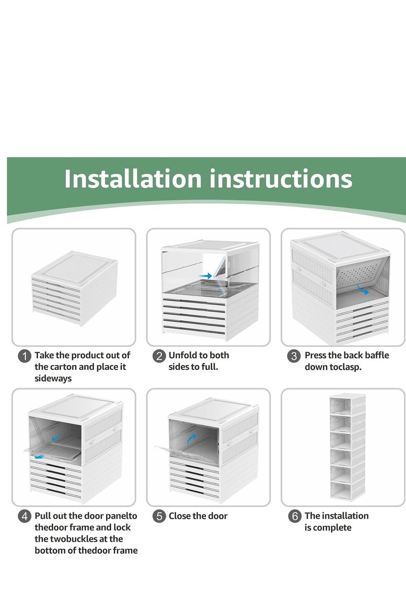اكسيسن رف أحذية قابل للطي مكون من 6 طبقات، خزانة رفوف أحذية بأغطية، رف عرض بلاستيكي لتخزين الأحذية الرياضية، مثالي للممر، والمبيت، وغرفة النوم - Image 5