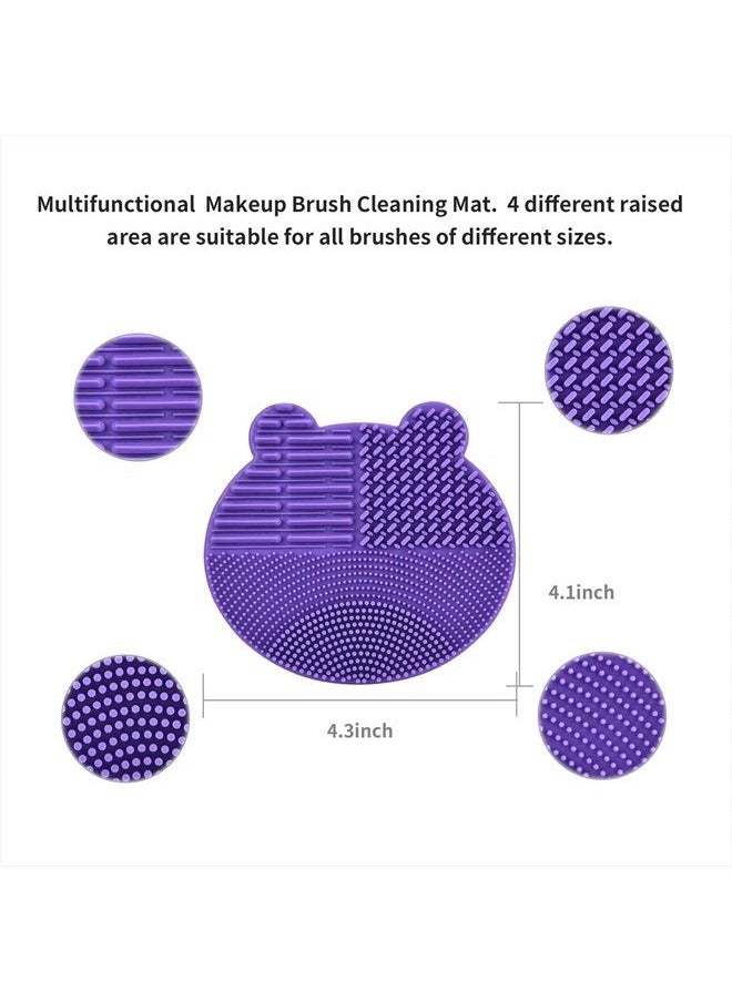 Bird&Fish Silicon Makeup Brush Cleaning Mat with Drying Holder Brush Cleaner Mat Portable Bear Shaped Cosmetic Brush Cleaner Pad+Makeup Brush Dry Cleaned Quick Color Removal Sponge Scrubber Tool (Rose Red)  - Image 4