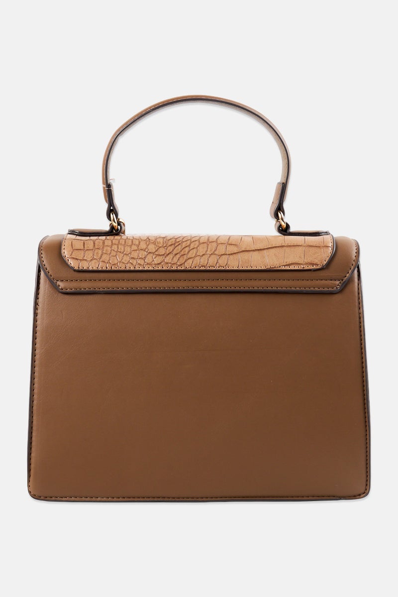 ADRIENNE VITTADINI Women Crocodile Skin Handbag With Coin Purse, Brown - Image 2