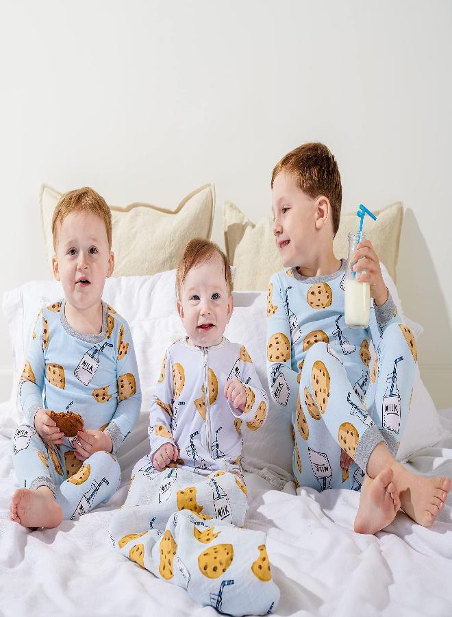 Mud Pie Muslin Swaddle, Milk and Cookies (Blue) - Image 2