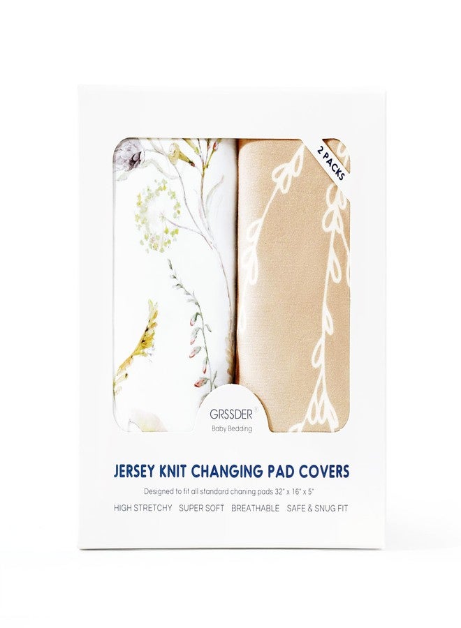 GRSSDER Stretchy Ultra Soft Jersey Knit Changing Pad Cover Set 2 Pack, Stylish Breathable and Come with The Buckle Strap Holes, Universal Fitted Safe and Snug - Image 4