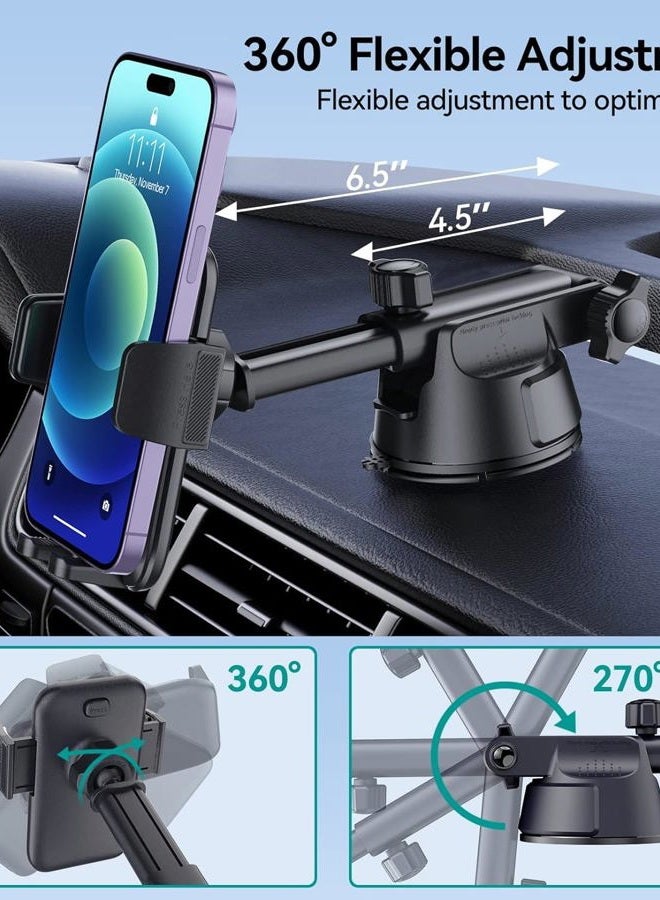 DOLYOFG Car Phone Holder, Military-Grade Suction & Super Sturdy Base - 3 in 1 Universal Phone Mount for Car Dashboard, Windshield, Air Vent - Hands Free for iPhone, Android Smartphone - Image 3