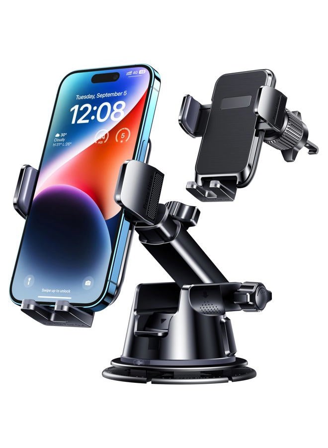 DOLYOFG Car Phone Holder, Military-Grade Suction & Super Sturdy Base - 3 in 1 Universal Phone Mount for Car Dashboard, Windshield, Air Vent - Hands Free for iPhone, Android Smartphone - Image 1