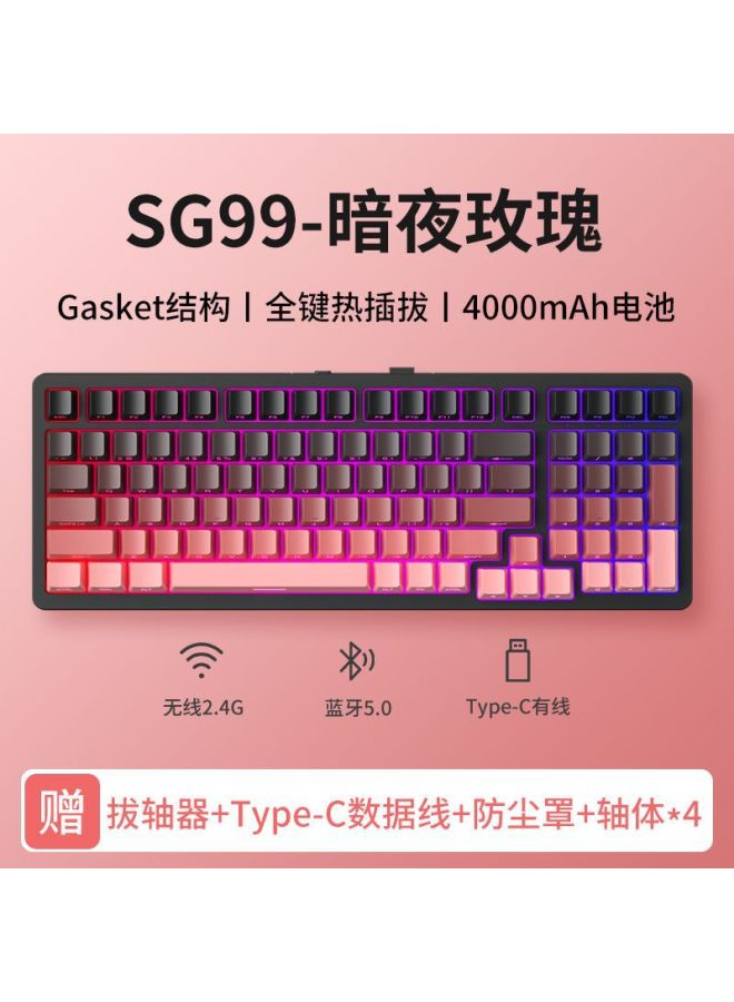 Sangee Sg99 Black Transparent Customized Real Mechanical Keyboard Gasket Wireless Three-mode Crystal Keycap Game