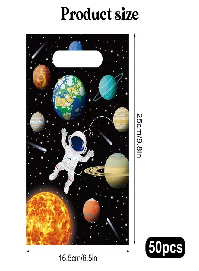 Rainmae 50 Pcs Outer Space Party Favors Bags, Space Goodies Treat Gift Candy Bags, Astronaut Party Plastic Gift Bags Planet Goodie Bags Treat Bags for Kids Birthday Galaxy Space Theme Party Supplies - Image 3